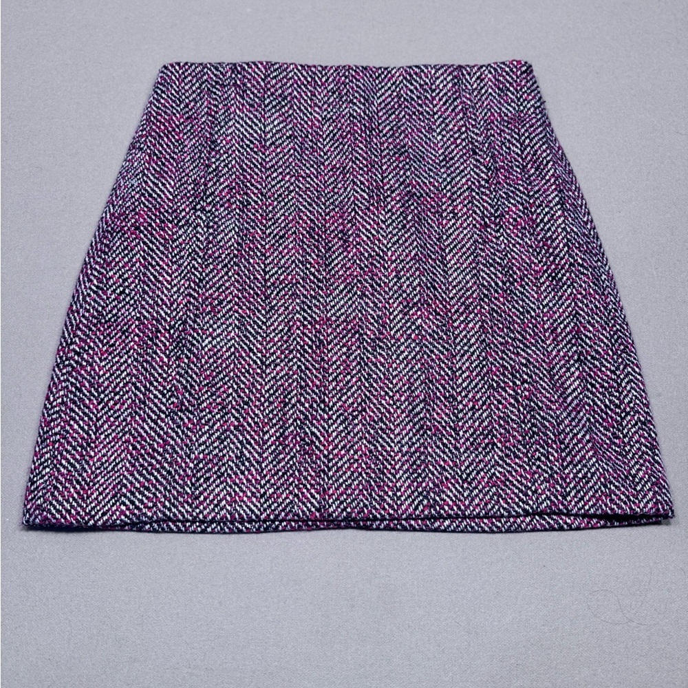 LOFT Herringbone Wool Blend Skirt in Red and Black